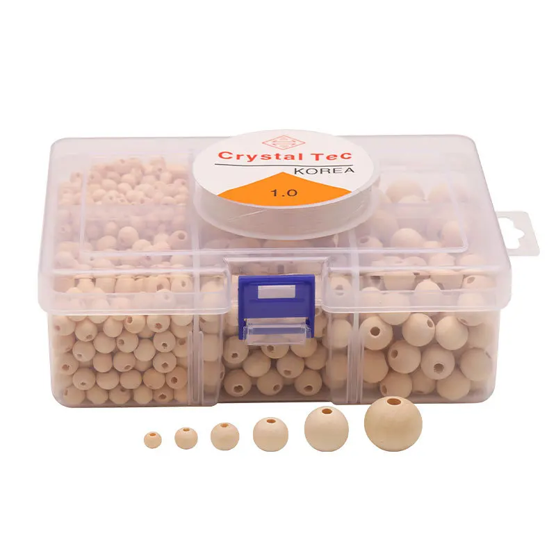 

Hot Sale Boxed Wooden Bead Wholesale Theaceae Round Scattered Beads String Beads Materials