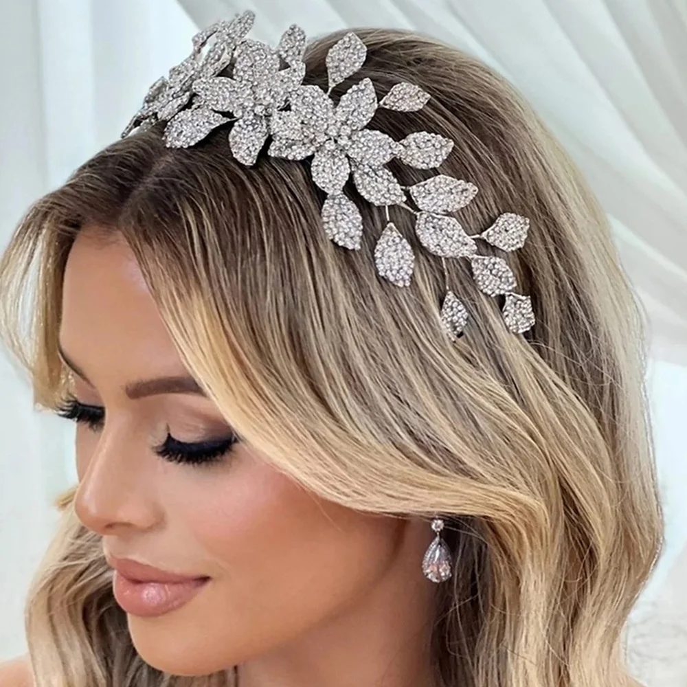 

Luxury Rhinestone Flower Headband Full of Diamond Flower Bridal Hair Accessories Elegant Bridal Crystal Headband