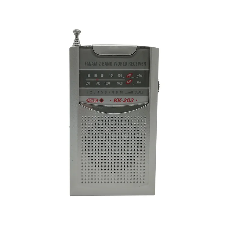 

Mini-battery-powered portable pocket radio 2-band portable radio, Silver