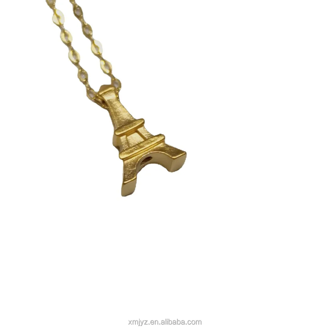 

3D Pure Gold Pendant Gold Eiffel Tower Necklace Accessories 24K Gold Jewelry