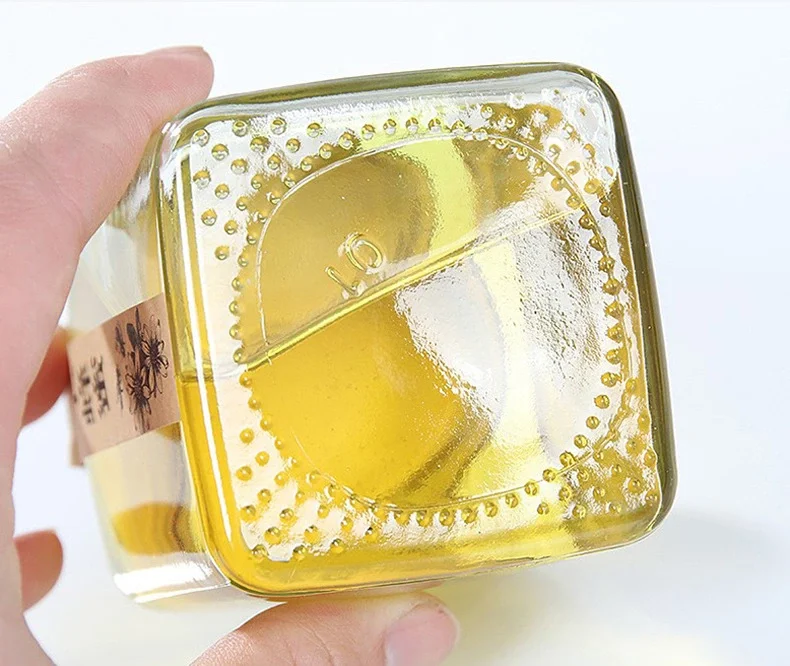 

200ml 380ml 500ml 730ml Clear Honey Jam Chili Sauce Glass Jar Square Glass Jar 280ml With Metal Screw Lid, Clear transparent