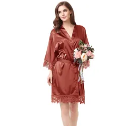 Women's  fashion solid color matte silk robes Styl