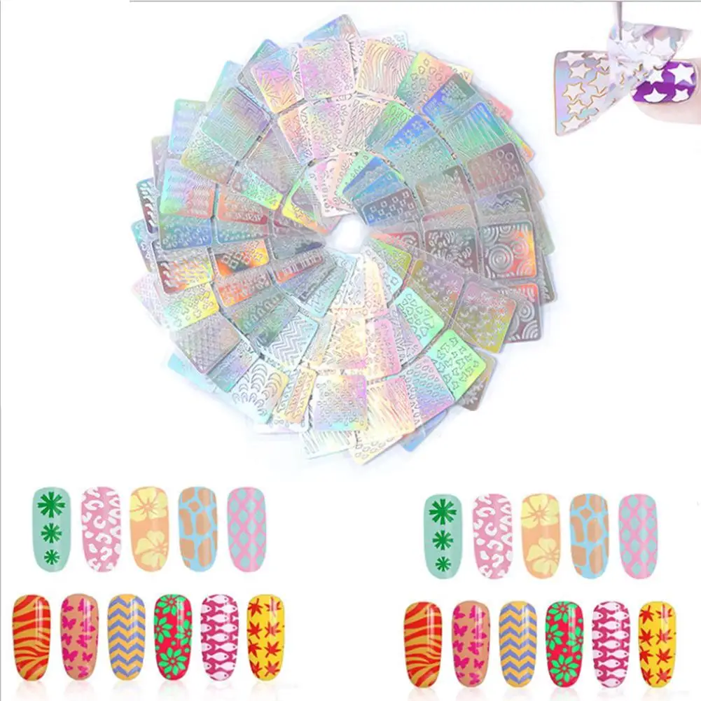 

IMAGNAIL 24 Patterns Design Laser Nail Vinyls Stencil 3D Stickers Hollow Nail Art Stickers