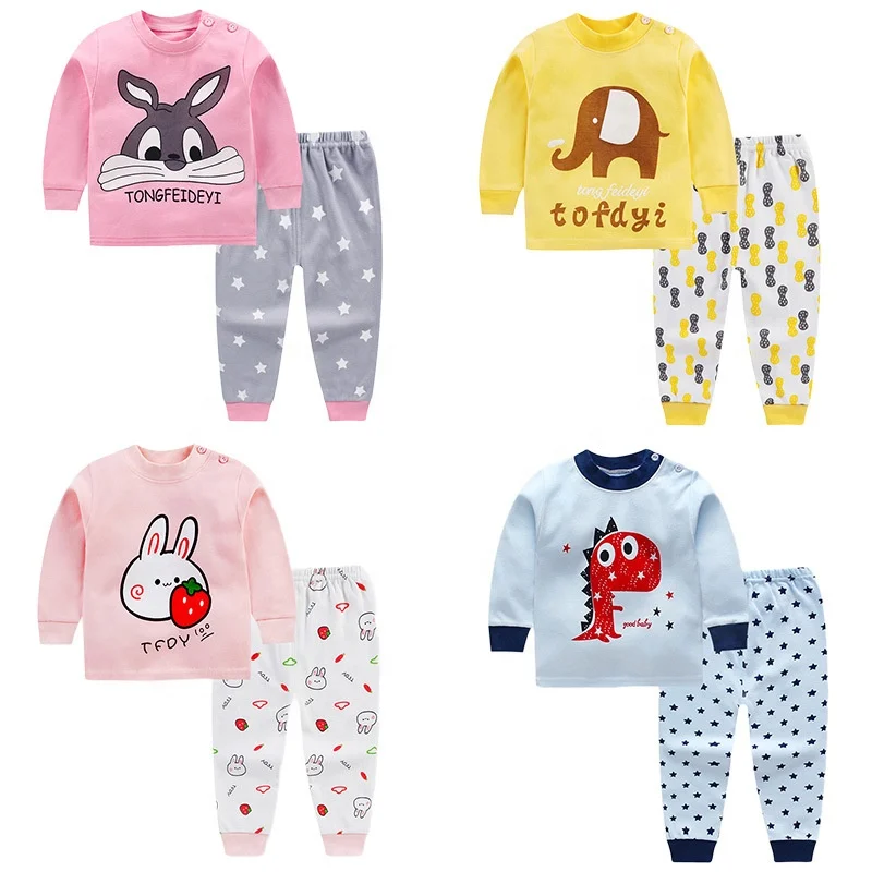 

Wholesale cartoon 100%cotton kids Pajamas 2 Set girl boys children spring kids sleepwear sets, Picture shows