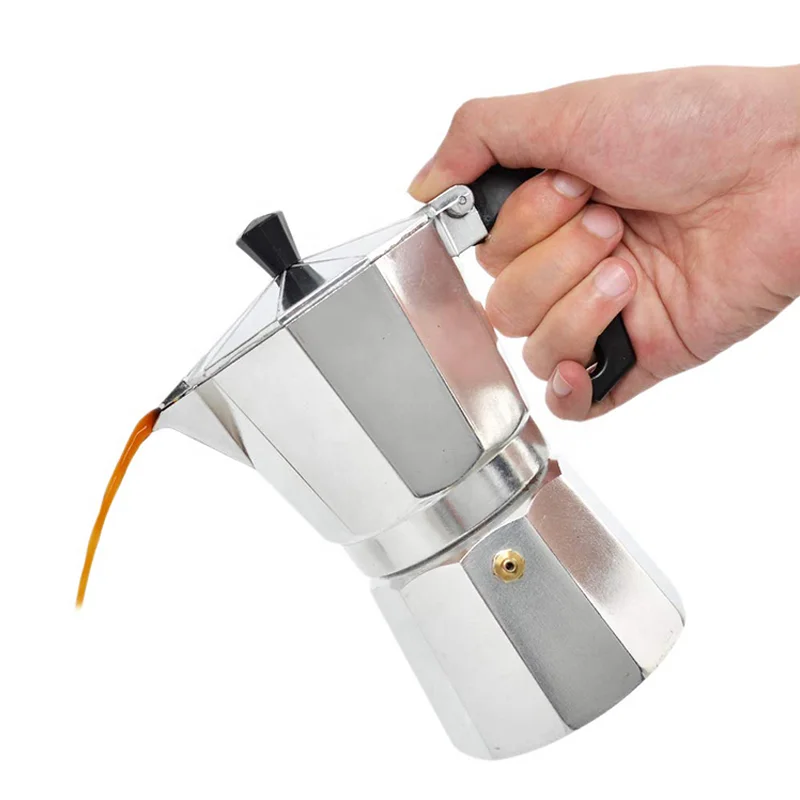 

Kaffee Pot Amazon Hot Sale Classic 1/2/3/6/9/12 Cup Aluminium Espresso Coffee Maker Cafetera Moka Pot, Silver