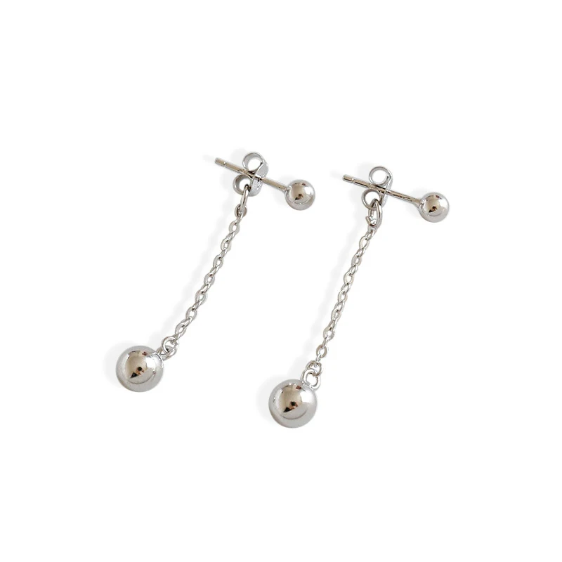 Minimalist Bead Drop Earrings 925 Silver Chain Stud  Earrings Factory Price Wholesale