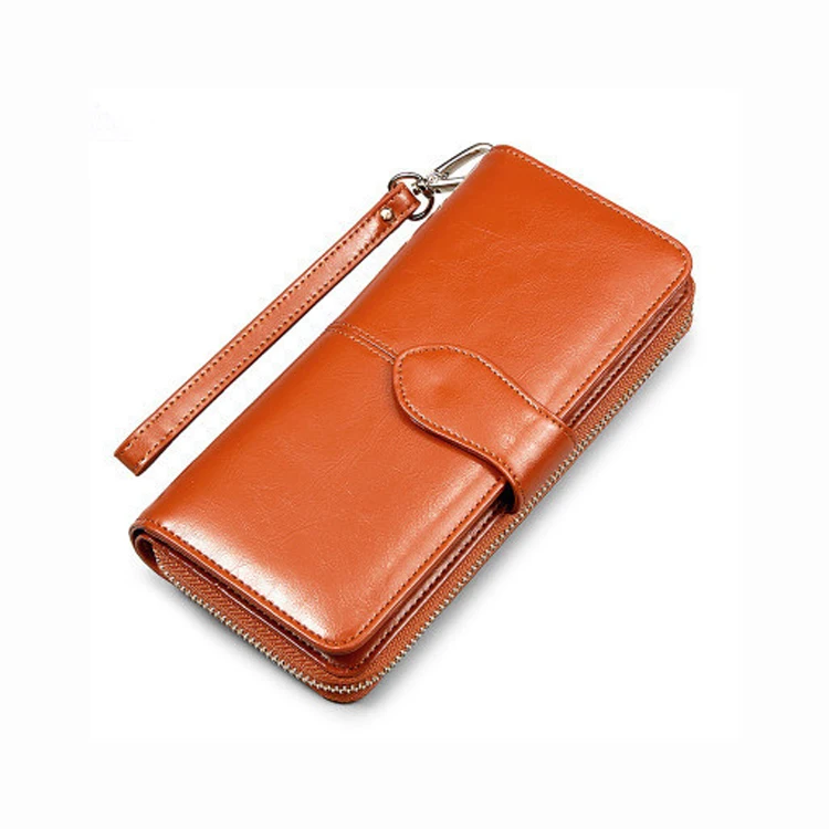 

China factory wholesale fashion long clutch latest design ladies purse female wax leather wallet women, As per picture