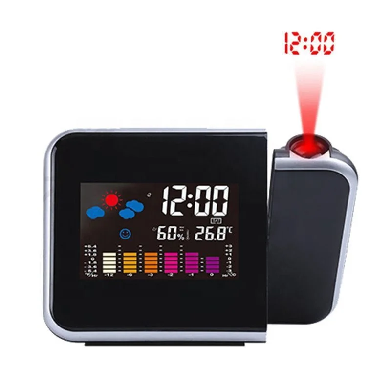 

Desktop LED clock digital alarm clock and projector color screen time projection clock multi-function weather calendar time, As you require