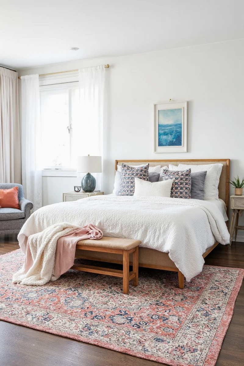 Neutral Gray Bedroom Rug