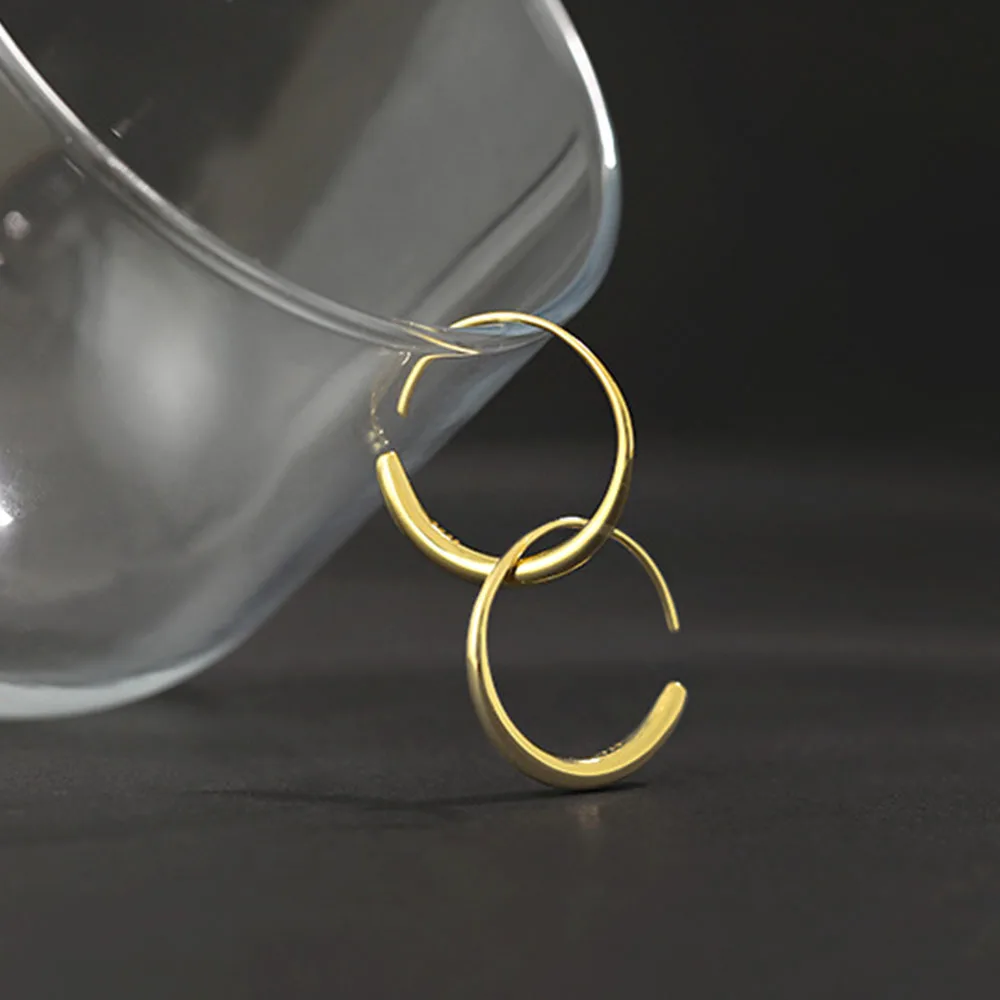 

Fine Jewellery 18k Gold Plated Jewelry 925 Sterling Silver C Shape Hoop Earrings Irregular Thick For Women