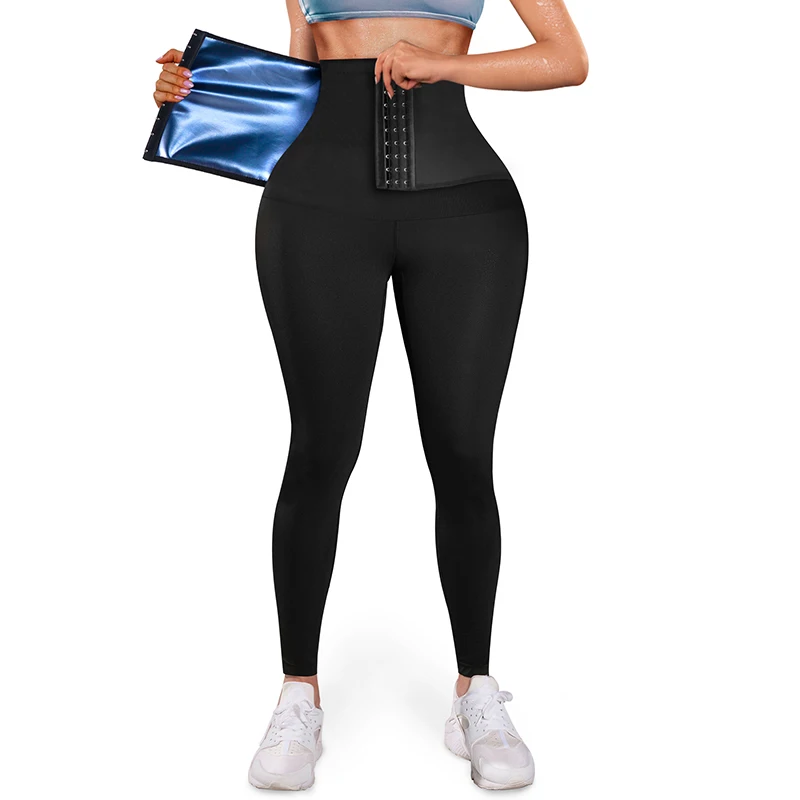 

Women Sauna Pants High Waist Tummy Control Slimming Waist Belt Double Compression Waist Trainer Leggings