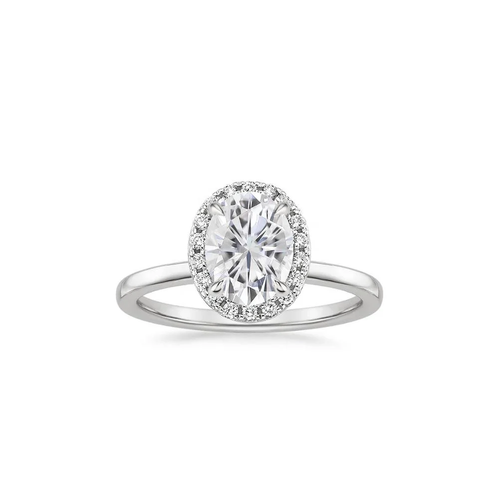 

Wholesale 14k White Gold Engagement Oval Cut Moissanite Ring for Lady