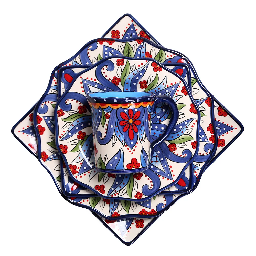 
Creative ceramic tableware set home hand-painted large tableware 