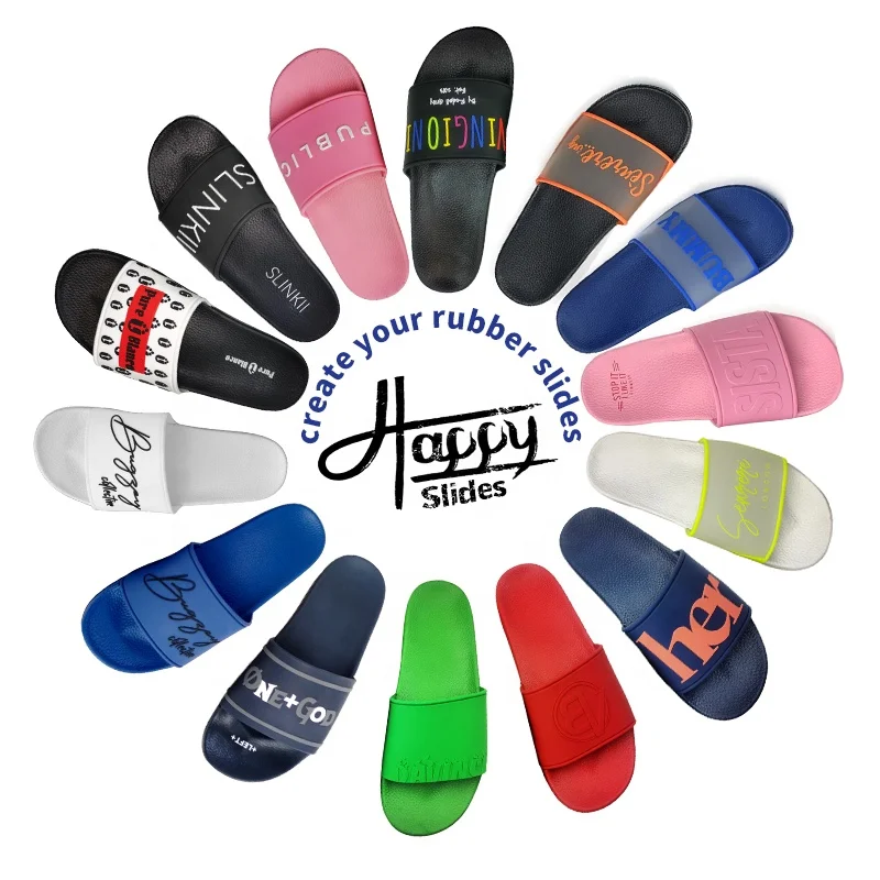 

Happyslides Latest Indoor Beach Blank Slipper Slide Sandal For Men Design Custom Logo Flat Footwear Pvc Slipper Slide Sandals, Customized color