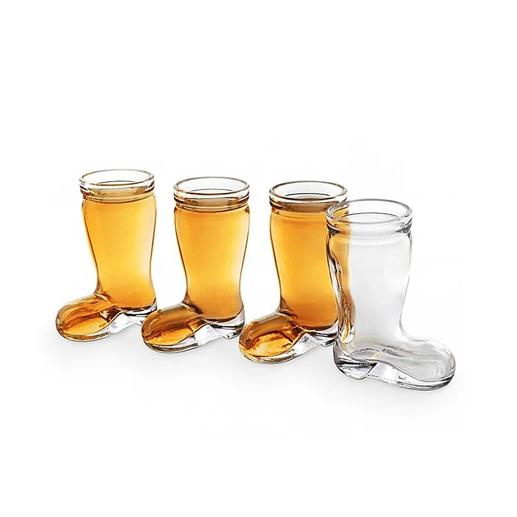 

German style mini glass boot shots/ shot glass standard 1.3oz, Clear or spary different color