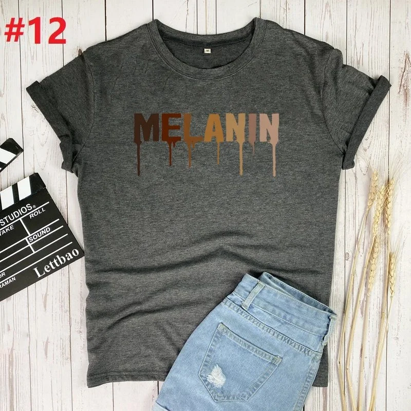 

Wholesale Plus Size Women Clothing Cotton Polyester Melanin Graphic Tees Summer Custom Print Loose Women's Tshirt