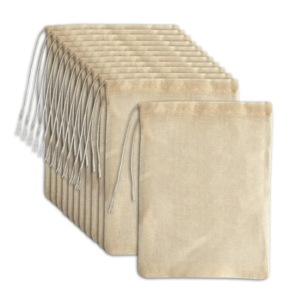 

Custom packing fabric pouch small drawstring bag cotton muslin organic tea bags