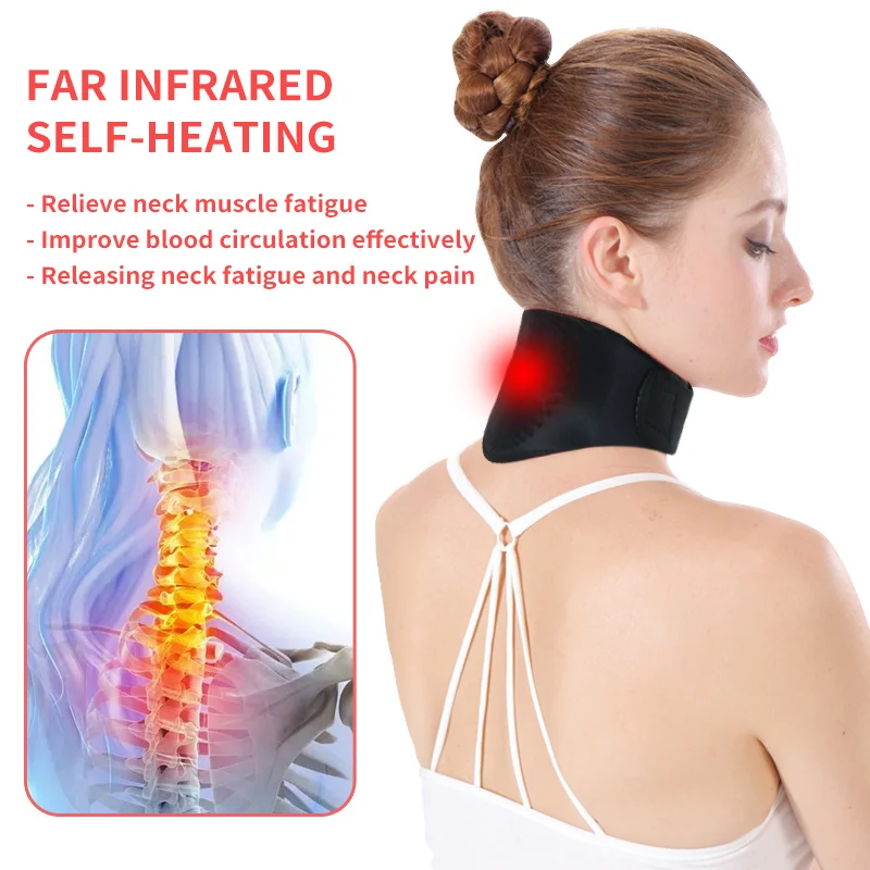 

Tourmaline Self heating Massager Neck Brace Magnetic Neck Wrap Belt for Neck Pain, Black