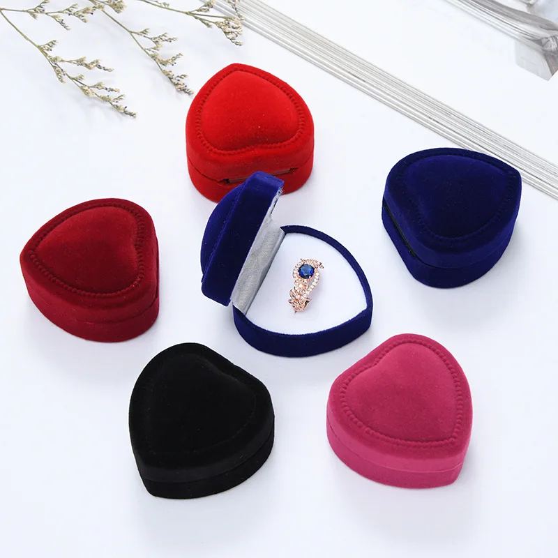 

FENFEN Jewelry Gift Box Heart-shaped Rings Packaging Display Portable Travel Case Velvet Ring Box Ring Jewelry Box, Customized