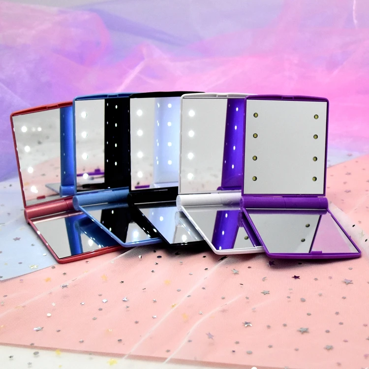 

LIYING personalised private label light up mirror wholesale foldable led lighted hand mirror