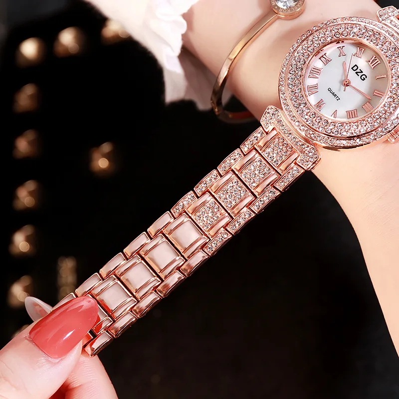 

OEM logo brand luxury sliver diamond strap hand watch stainless steel diamond watch