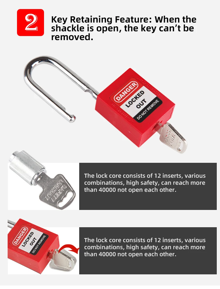 38mm Steel Nylon Shackle Security Padlock with Master Keys Safety Padlock