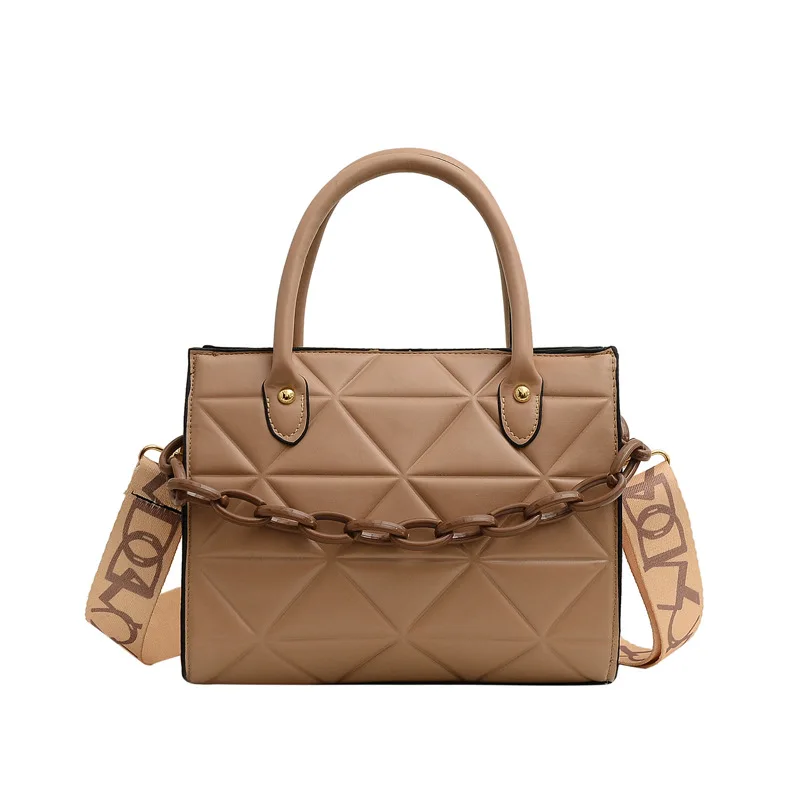 

Luxury Design Tote Bags For Women 2021 New Fashion Handbags Ladies Shoulder Bags Trending Lingge Chain Crossbody Bag And Purse, White,khaki,black,brown,pink