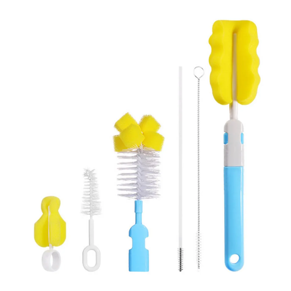 

Nipple Brush Tool Sponge Cleaning Kit Long Handle Cup Safe Baby Bottle Brush Set, Pink/blue/green