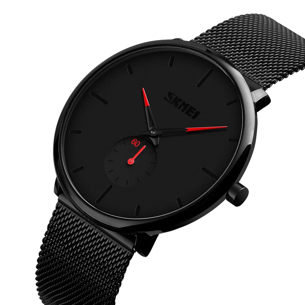 

skmei 9185 black men's stainless steel minimalist watch 3atm waterproof japan movt quartz watch