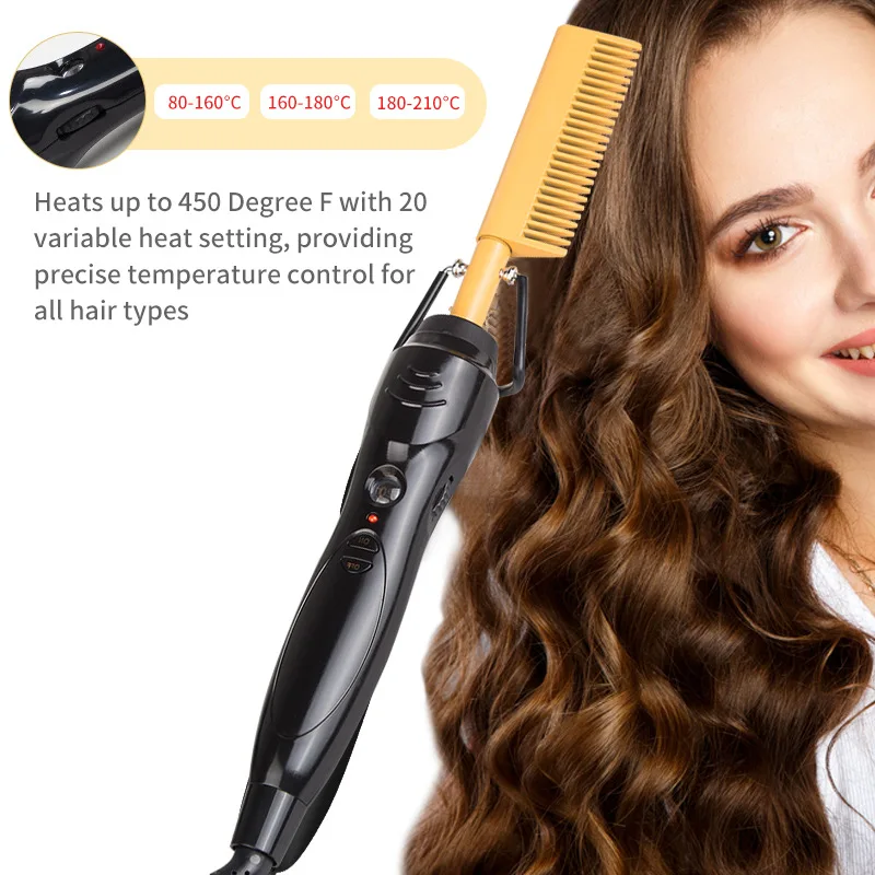 Hot Comb Hair Straightener Flat Irons Electric Hair Curling Iron Titanium Alloy Hair Curler Brush Environmentally Friendly