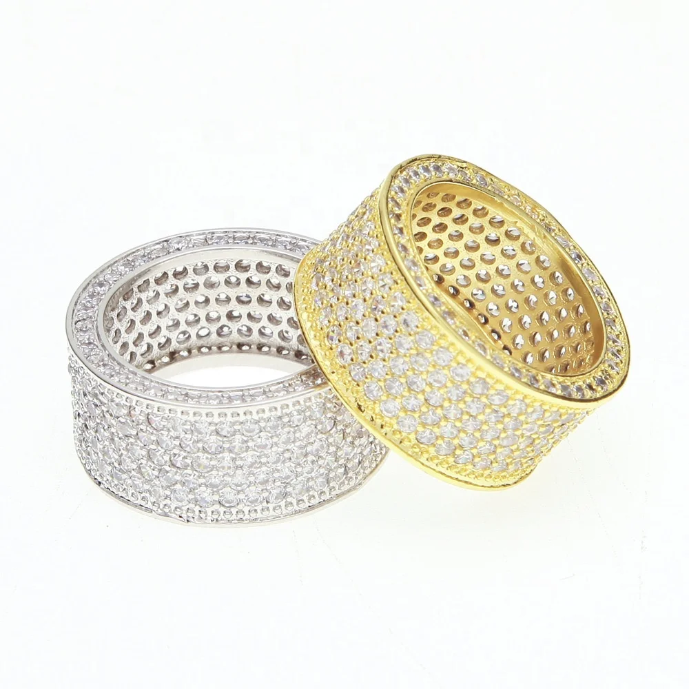 

Men Finger Ring Accessories Fashion Custom Zircon Ring Men Hip Hop Jewelry Ring, Gold/sliver