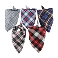 

Free Sample Newest Cheap OEM Fashion Pet Neck Scarf Triangle Plaid Dog Bandana