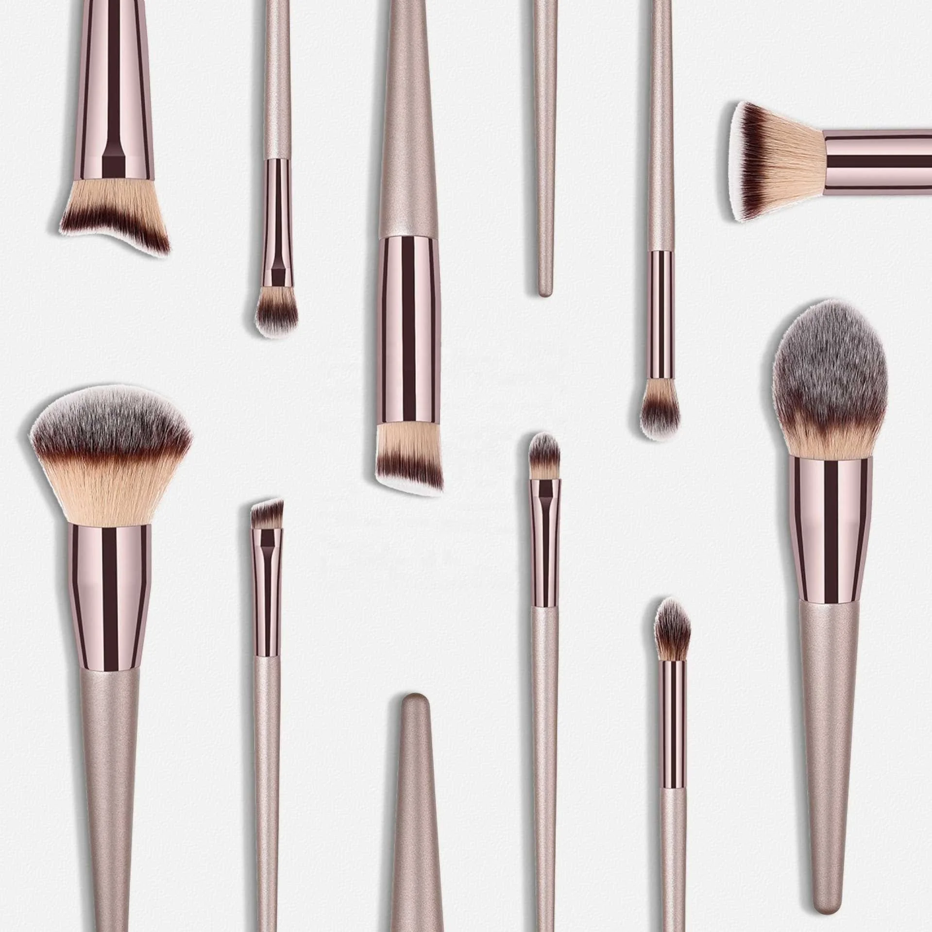 

Design 10 Pcs Champagne Cheek Brush Eyeshadow Set Artificial Fiber Hair Makeup, Pics