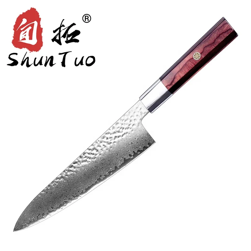 

Amazon hot sale wholesale Wood Handle 8 inch Japanese damascus vg10 chef luxury kitchen knife, Customized color