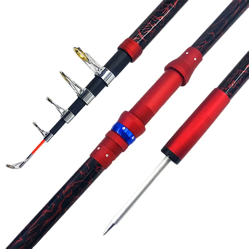 

New design telescopic 1.8m-3.6m fiberglass sea fishing rod blank, Red/silver