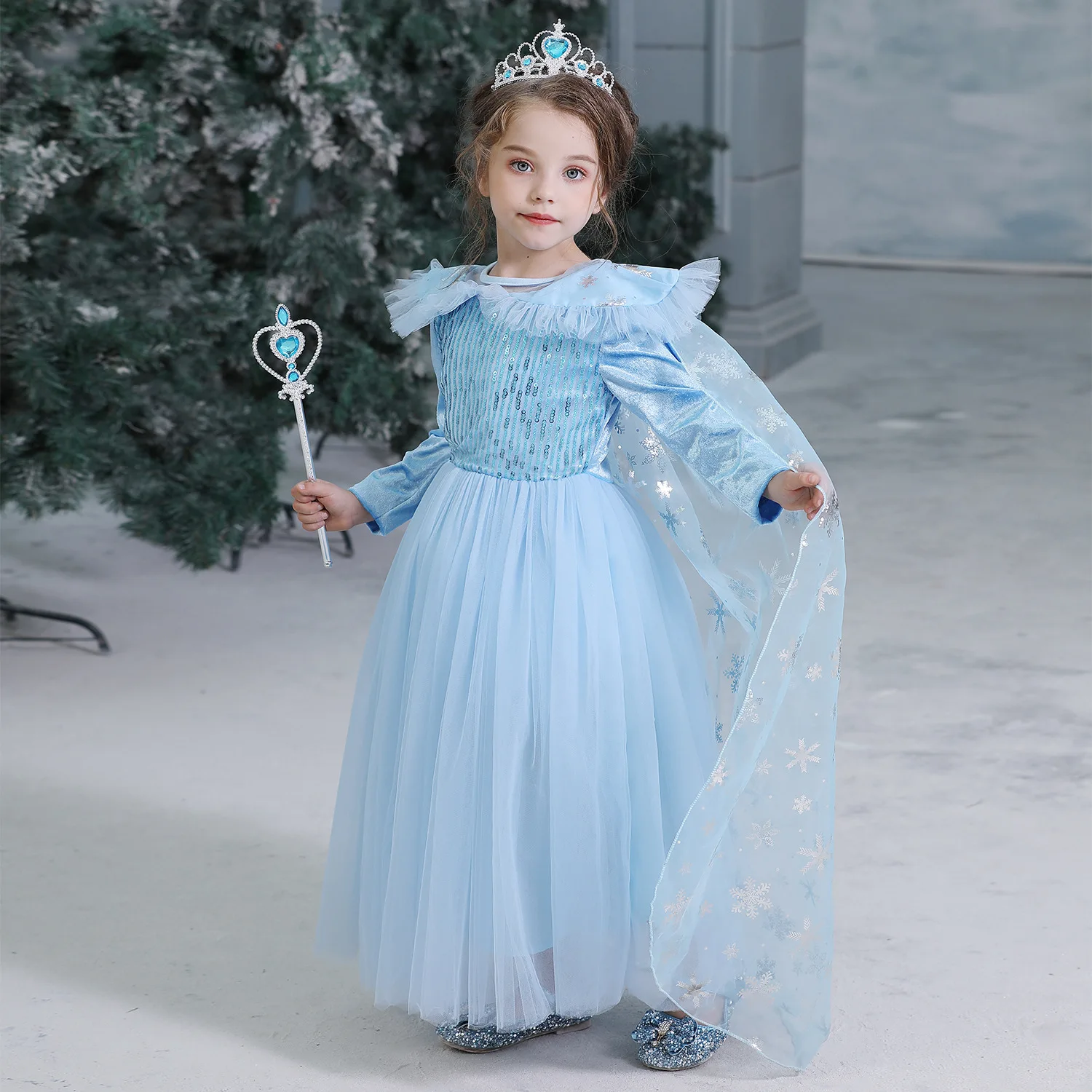 

Princess Anna Girls Halloween Costume Fancy Elsa Party Dress kids little baby anime cosplay clothing children birthday outfits