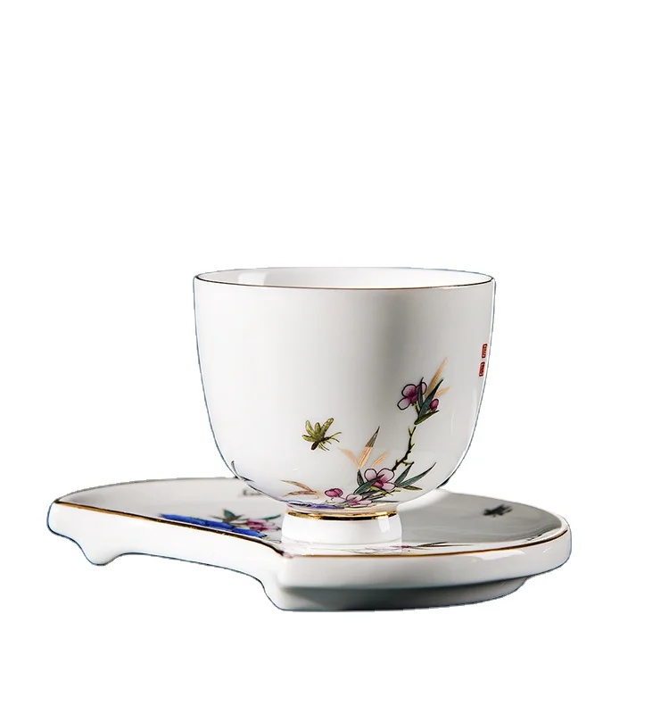 

ceramic porcelain handmade gold line cawa coffee cup, White