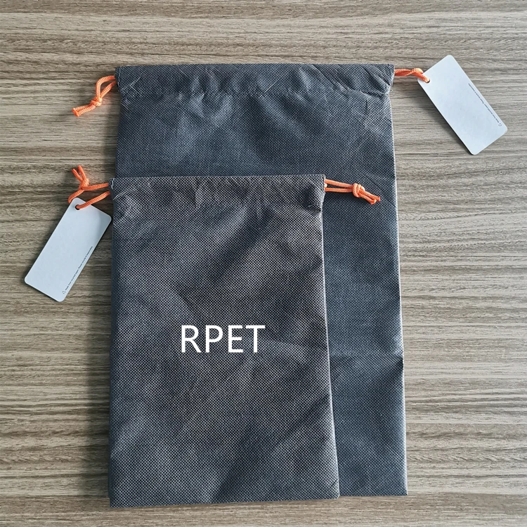 

Custom Eco Friendly RPET Non Woven Drawstring Shoe Packaging Bags with Logo, Multicolor or customized color