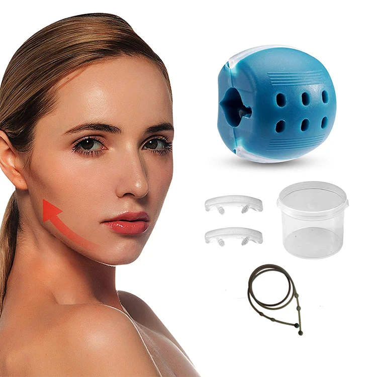 

Facial and Jaw Ball Portable Aligner Support Silicone Chew Dental Bite Exercise Mouth Jaw Exerciser, Blue/yellow/gray