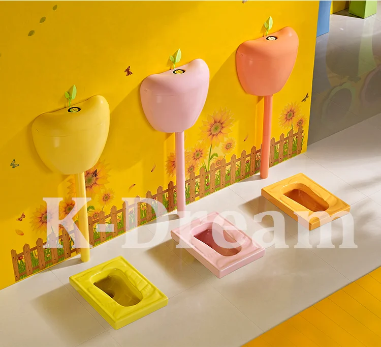 
Preschool pink colored girl squatting pan WC kids sanitary ware product 