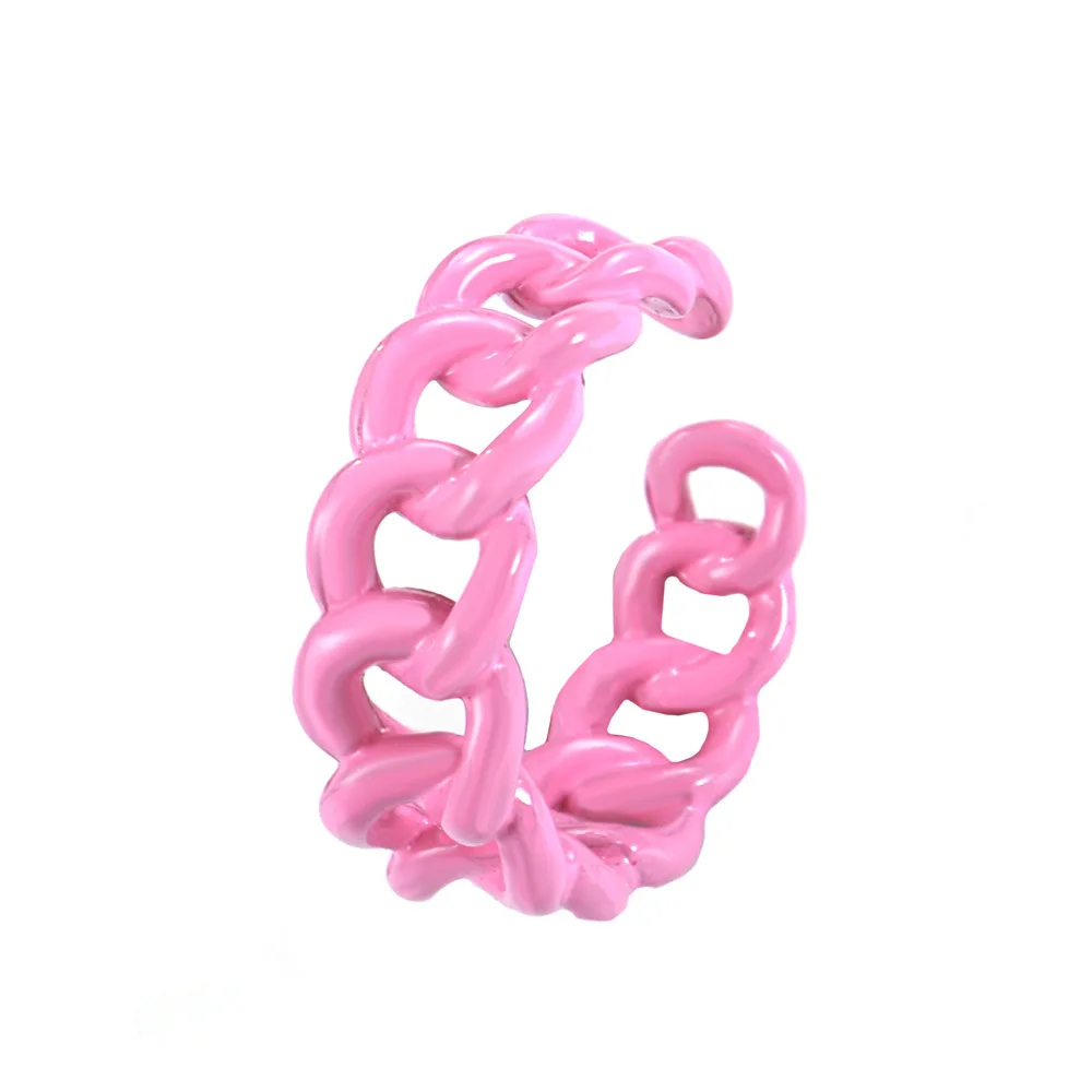 

NUORO Summer Fashion Colorful Geometric Chain Ring for Women Party Finger Jewelry Candy Color Irregular Opening Rings, Multicolor