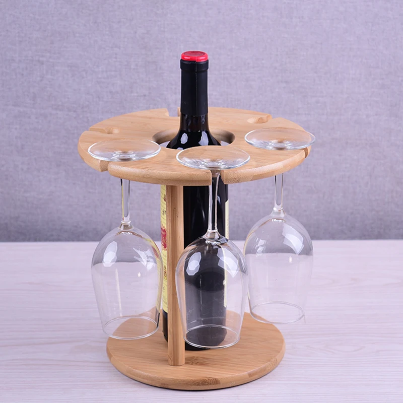 

Wine Glass Drying Rack and Bottle Holder, Natural Wood Bamboo Wine Rack