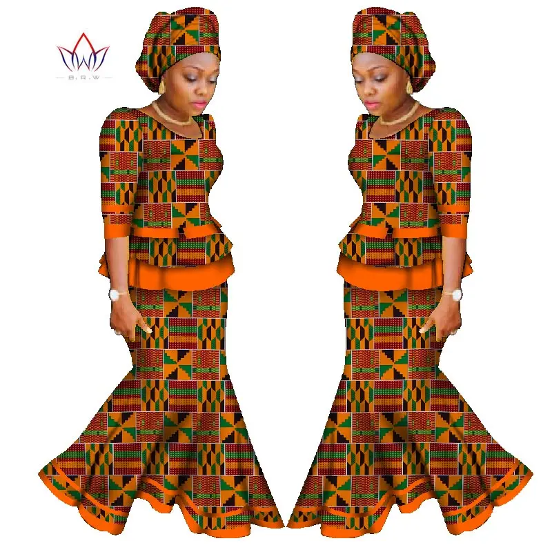 

African Skirt Set Africa Traditional Skirt and Top Dashiki Pint Wax Two Piece Suits African Clothes For Women WY950