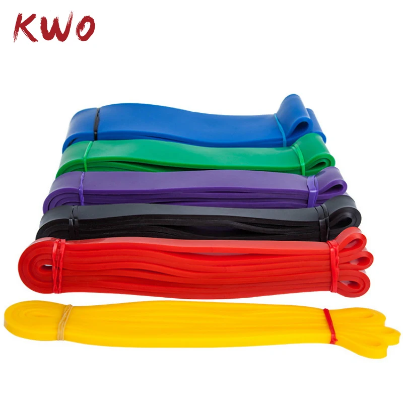 

KWO Gym Equipment Exercise Sports Workout Long Custom Logo Rubber Pull Up Power Latex Resistance Elastic Booty Band For Fitness, Red, black, purple,green