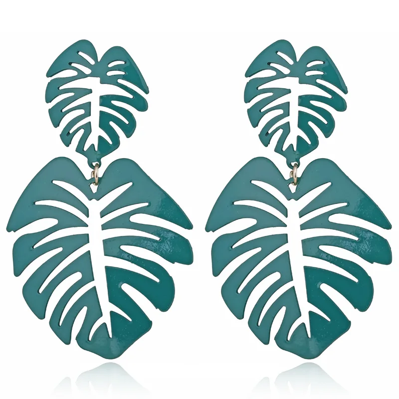 

2022 New Fashion Jewelry Women Plant Palm Leaf Earrings Green Leaf Drop Earrings