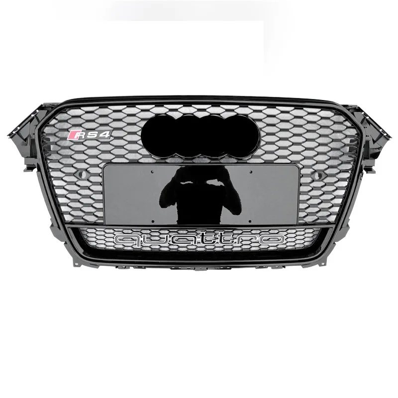 KARPAL Gloss Black Honeycomb Grille For 2013-2016 Audi A4 S4 B8.5 - RS4 Style Front Mesh