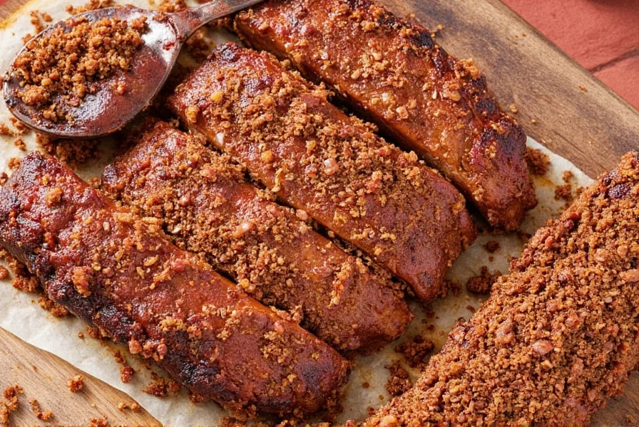 Seasoned ribs wrapped in plastic wrap