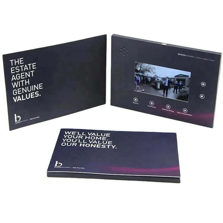Facevideo Customized 7 Inch LED Voice Music Video Greeting Invitation Card Business Promotion Digital Brochure Christmas