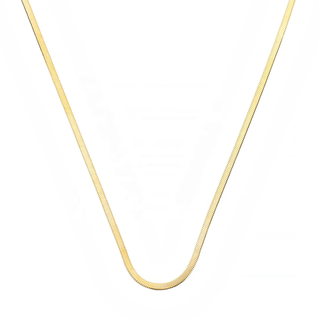 

QIANZUYIN Custom Fashion Hot Sale Flat Snake Chain 18K Gold Jewelry Men And Women Stainless Steel Necklace, Gold color