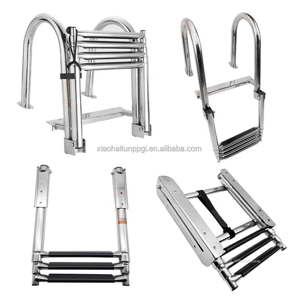 

Little dolphin 316 stainless steel high polished boat accessories marine swimming folding step ladder for boat